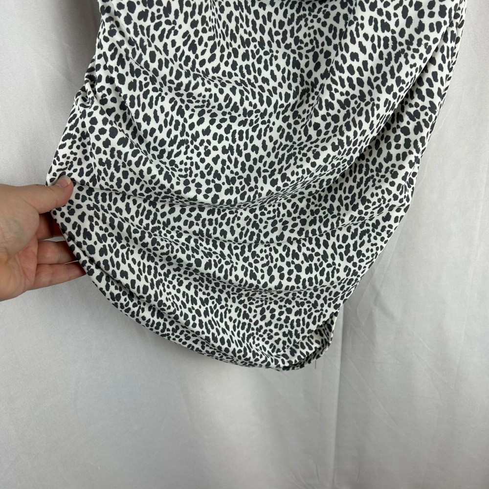 Loft Beach One Piece Halter Swimsuit Women 16 Gray White Animal Print Cutouts - Picture 11 of 12
